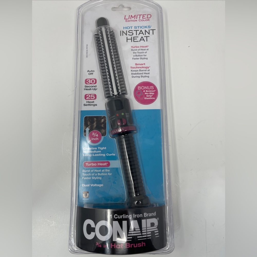 CONAIR 3/4” Hot Brush Instant Heat Hot Sticks Auto Off Smart Technologies